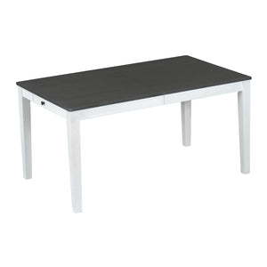 English Elm TOPMAX Rustic 7-Piece Solid Wood Extendable Dining Set with 18" Removable Leaf, 6 Upholstered Chairs, 2 Drawers Dark Gray,White SP000078AAE