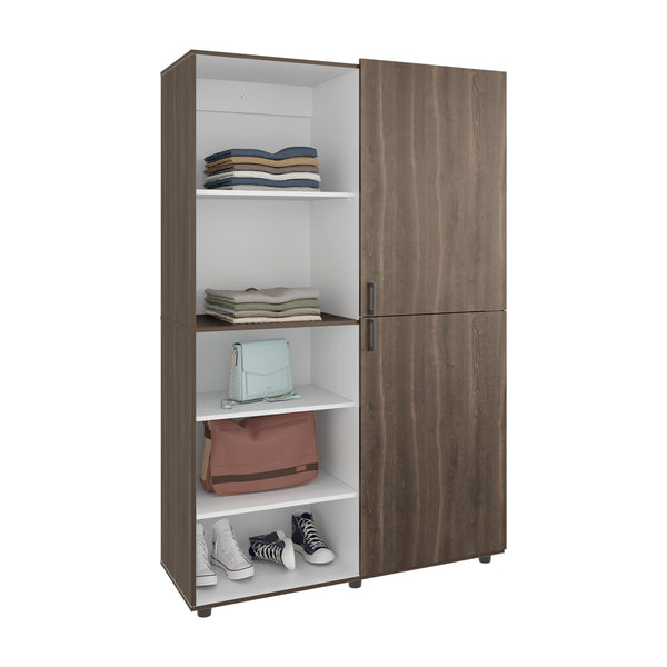 English Elm Wardrobe Spacious 72.4" H Two-Door Engineered Wood Closet with Five Shelves, Six Legs, Modern Appeal Gray 52.76 L x 22.83 W x 5.51 H B097S00205