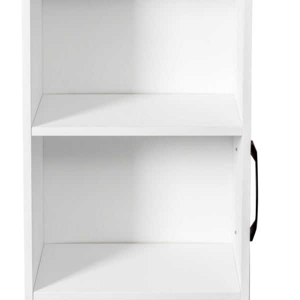 English Elm Bookcase with Pull Out Hidden Shelving Panels on Wheels for Office or Living Room W331P374568