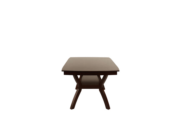 English Elm Formal 66" Square Dining Table with Open Shelf, Espresso Solid Wood Veneer, Contemporary Design B011P207142