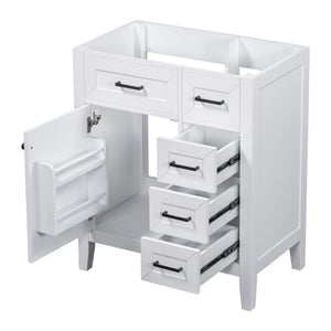 English Elm 30" Modern Bathroom Vanity Cabinet Base with 3 Drawers, Solid Frame MDF, Undermount Ready, 200lb Capacity White WF321000AAK