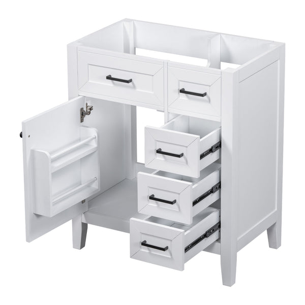 English Elm 30" Modern Bathroom Vanity Cabinet Base with 3 Drawers, Solid Frame MDF, Undermount Ready, 200lb Capacity White WF321000AAK