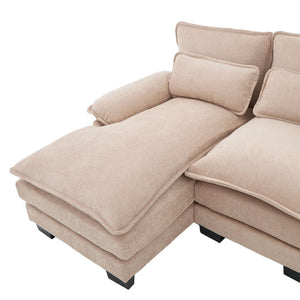 English Elm United We Win U-Shaped Chenille Sectional Couch, 4-Seat Modular Sofa With Memory Foam & Storage W1568S00219-GIGA