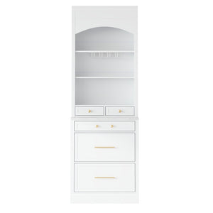 English Elm Modern Tall Kitchen Pantry Set of Two with Faux Marble Top and Glass Holders White SP000175AAK
