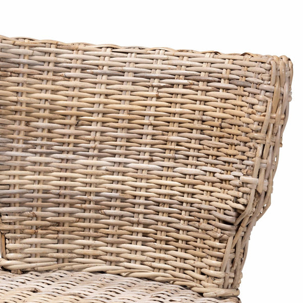 English Elm Modern Rattan Wrapped Dining Chair Solid Mahogany Frame Bohemian Organic Style B2750P470046