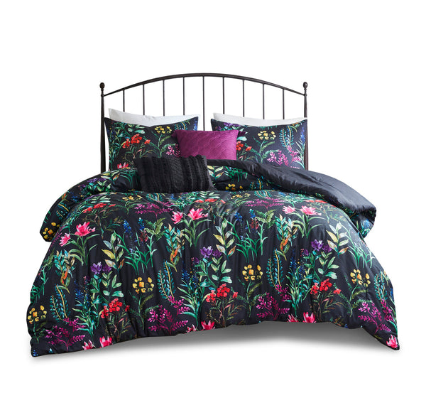English Elm 5 Piece Tasha Comforter Set Full/Queen with Botanical Floral Print, Hypoallergenic Plush Filling, Antimicrobial Protection Multicolor 13.39 L x 18.5 W x 9.45 H B035128906