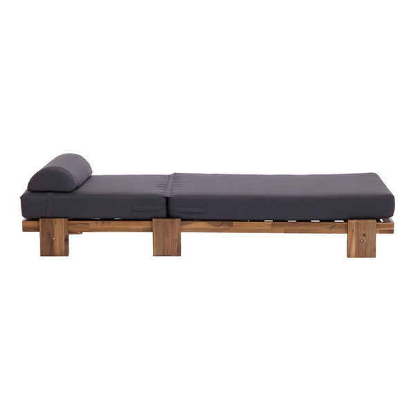 English Elm U_style Solid Acacia Wood Outdoor Lounge Set Adjustable Reclining Poolside Chairs with Headrest Dark Gray WY000483AAE