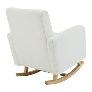 English Elm Christopher Knight Home® - Accent Rocking Chair In Cream White Teddy Velvet - Luxurious Comfort, Ergonomic Support & Style! N765P263906W