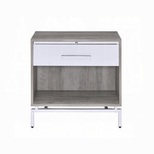 English Elm White Oak Finish Nightstand with Drawers and Open Shelf, 24" W x 16" D x 24" H, Durable Bedside Table Gray,White 21 L x 28 W x 8 H B2741P323125