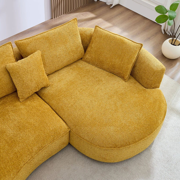 English Elm Oversized Boucle Cloud Sectional with Right Chaise Five Seat Curved Living Room Sofa W876S00321
