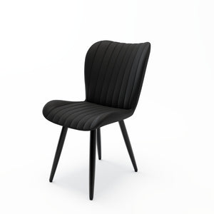 English Elm Set of 2 Armless Faux Leather Dining Chairs with Cushioned Seats and Metal Legs Black W3316P426943