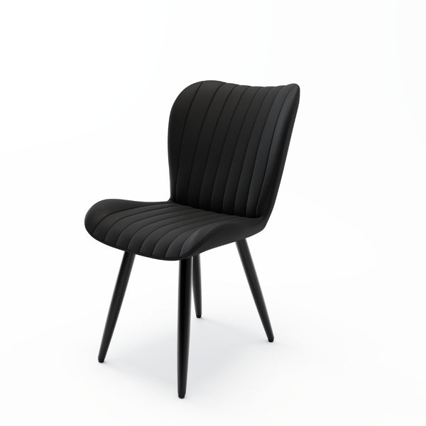 English Elm Set of 2 Armless Faux Leather Dining Chairs with Cushioned Seats and Metal Legs Black W3316P426942