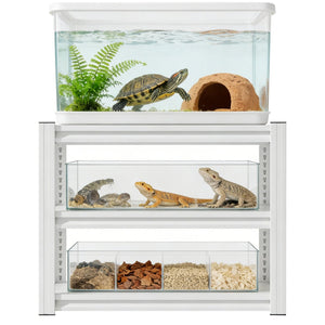 English Elm 20-30 Gallon Aquarium Stand Heavy Duty Steel Three Tier Rack for Home or Office White W2735P457277
