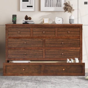 English Elm Murphy Cabinet Queen Bed Solid Pine Frame with Built-in Charging Station for Guest Rooms Walnut W504S00165