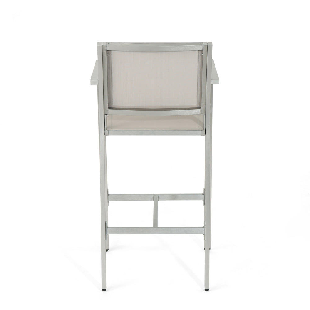 English Elm Christopher Knight Home® - 29.50" Barstools Set of 2 – Silver Rust‑Proof Aluminum Frame, Grey Mesh, Weatherproof Patio Seating Durable Comfort 29.50" 60011.00SECR