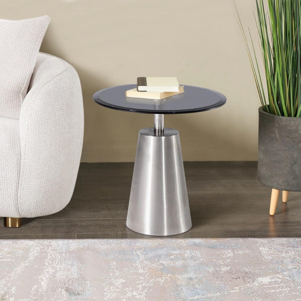 Pasargad Home Luxe Glass & Steel End Table - Chic Contemporary Design For Modern Living Spaces Black Glass & Steel Jj-1127