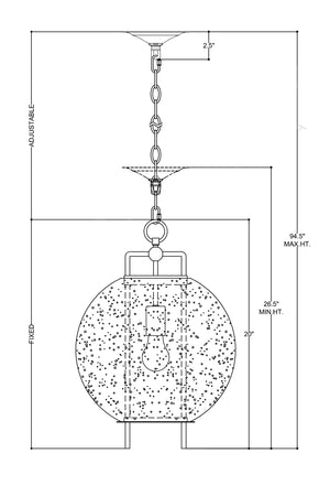 Currey & Company Breakspear Seeded Glass Globe Pendant Light with Antique Black Metal Frame for Dining 9000-0599