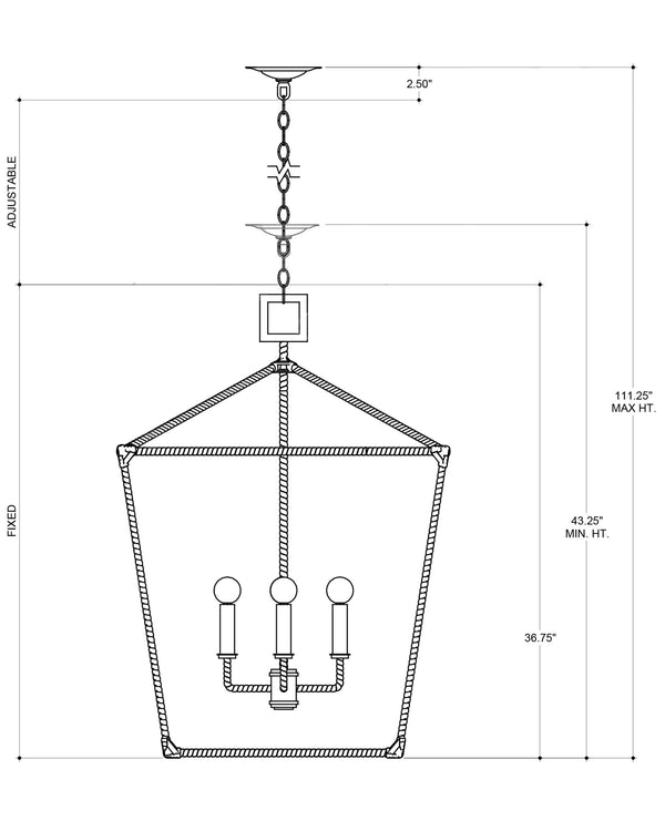 Currey & Company Denison Rattan Wrapped Wrought Iron Pendant Lantern for Coastal Transitional Interiors 9000-0611