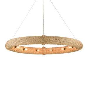 Currey & Company Portmeirion Abaca Rope Ring Chandelier 12 Light Nautical Coastal Ceiling Fixture 9000-0805