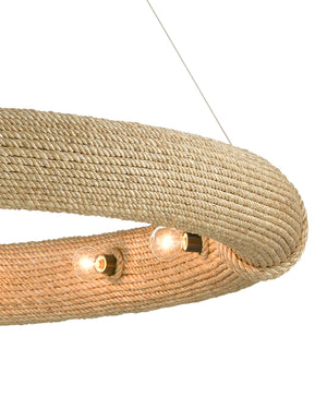 Currey & Company Portmeirion Abaca Rope Ring Chandelier 12 Light Nautical Coastal Ceiling Fixture 9000-0805