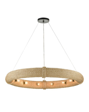 Currey & Company Portmeirion Abaca Rope Ring Chandelier 12 Light Nautical Coastal Ceiling Fixture 9000-0805