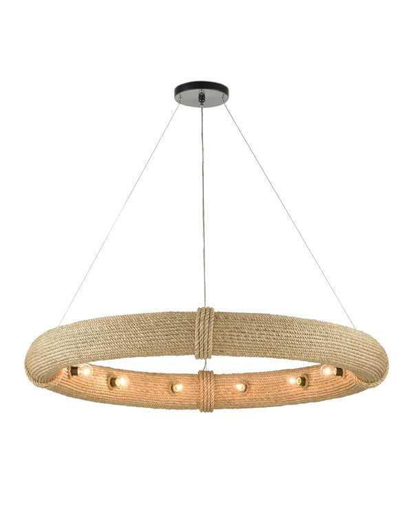 Currey & Company Portmeirion Abaca Rope Ring Chandelier 12 Light Nautical Coastal Ceiling Fixture 9000-0805
