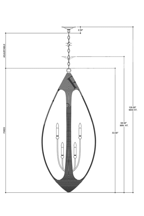 Currey & Company Menorca Hand-Wrapped Abaca Rope Chandelier with Silver Leaf Artisan Open-Weave Frame 9000-0836