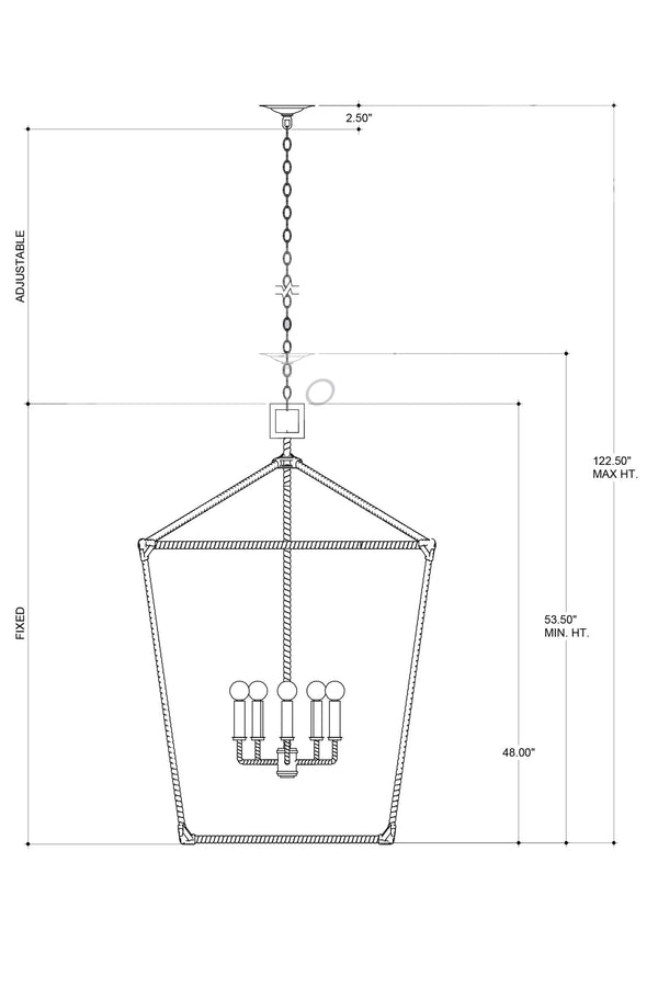 Currey & Company Denison Grande Oversized Rattan Wrapped Wrought Iron Pendant Lantern for Dining Rooms 9000-0871
