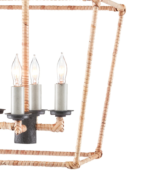Currey & Company Denison Wrought Iron Pendant Lantern Handcrafted Architectural Light for Entryways Natural / Molé Black 9000-0873
