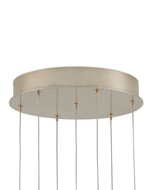Currey & Company Rame Seven Light Mercury Glass Pendant Handcrafted Metallic Teardrop Dining Fixture Round 9000-0904