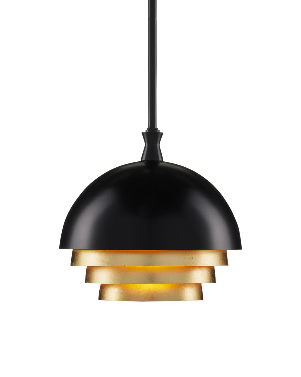 Currey & Company Salviati Steel Dome Pendant Light with Gold Leaf Interior for Dining or Entryway 9000-0953