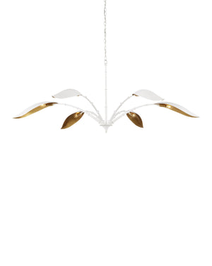 Currey & Company Yuriko Six Petal Bloom Chandelier with Gold Leaf Interior and White Finish 9000-0974