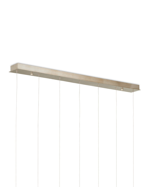 Currey & Company Rame Seven Light Mercury Glass Pendant Handcrafted Metallic Teardrop Dining Fixture Linear 9000-1065