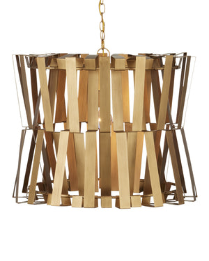 Currey & Company Chaconne Handcrafted Brass Drum Chandelier Geometric Metalwork Glam Dining Room Light 9000-1079