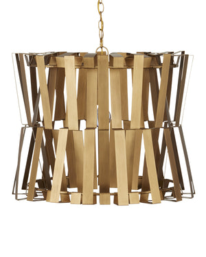 Currey & Company Chaconne Handcrafted Brass Drum Chandelier Geometric Metalwork Glam Dining Room Light 9000-1079