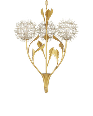 Currey & Company Dandelion Wrought Iron Pendant Light Handcrafted Floral Sculpture for Dining Rooms 9000-1081