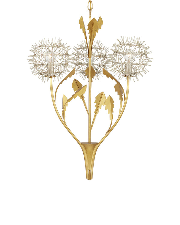 Currey & Company Dandelion Wrought Iron Pendant Light Handcrafted Floral Sculpture for Dining Rooms 9000-1081