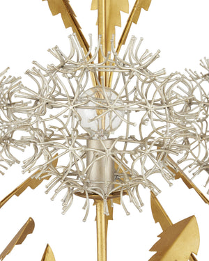Currey & Company Dandelion Wrought Iron Pendant Light Handcrafted Floral Sculpture for Dining Rooms 9000-1081