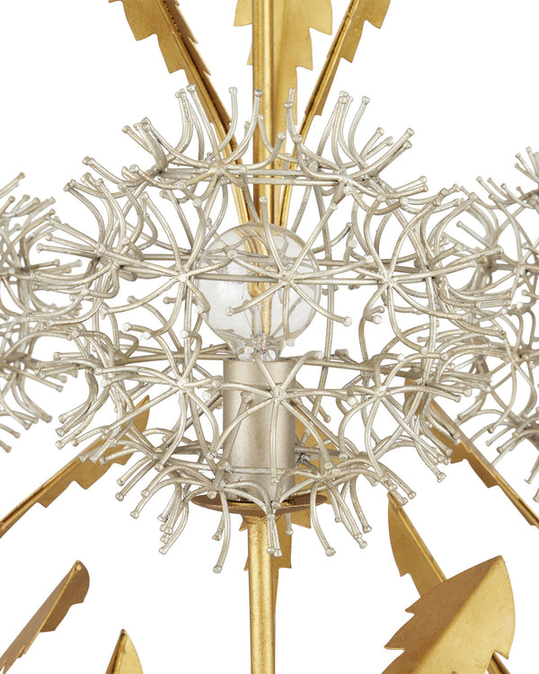 Currey & Company Dandelion Wrought Iron Pendant Light Handcrafted Floral Sculpture for Dining Rooms 9000-1081