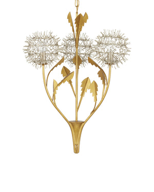 Currey & Company Dandelion Wrought Iron Pendant Light Handcrafted Floral Sculpture for Dining Rooms 9000-1081