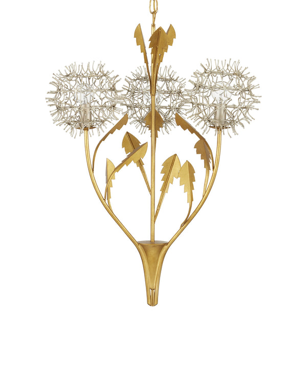 Currey & Company Dandelion Wrought Iron Pendant Light Handcrafted Floral Sculpture for Dining Rooms 9000-1081