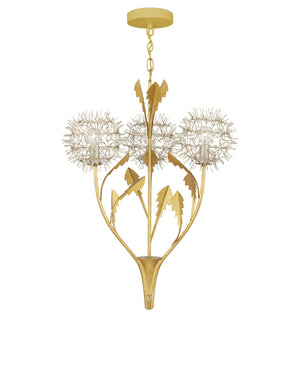Currey & Company Dandelion Wrought Iron Pendant Light Handcrafted Floral Sculpture for Dining Rooms 9000-1081