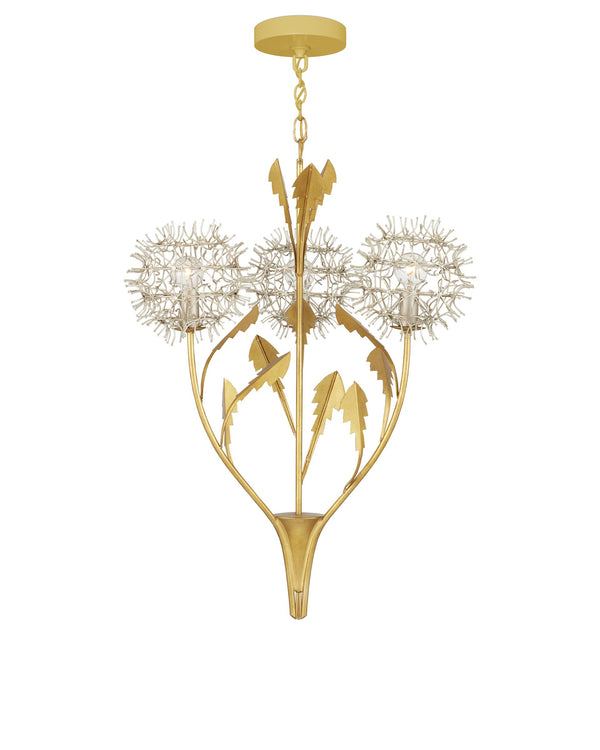 Currey & Company Dandelion Wrought Iron Pendant Light Handcrafted Floral Sculpture for Dining Rooms 9000-1081