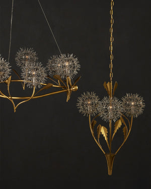 Currey & Company Dandelion Wrought Iron Pendant Light Handcrafted Floral Sculpture for Dining Rooms 9000-1081