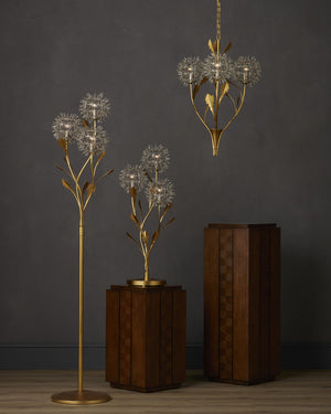 Currey & Company Dandelion Wrought Iron Pendant Light Handcrafted Floral Sculpture for Dining Rooms 9000-1081