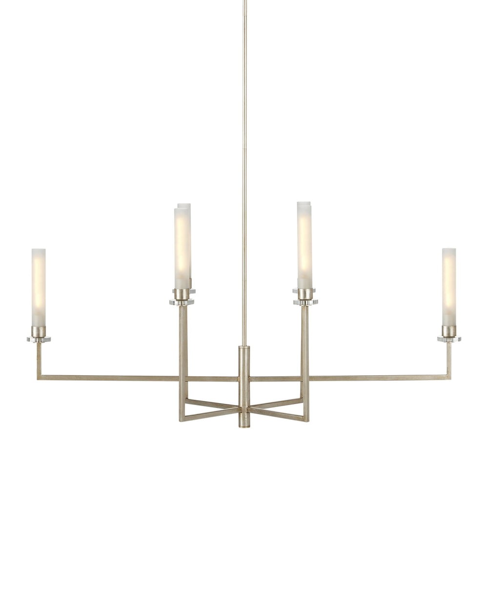 Currey & Company Courante Oblong Crystal Chandelier with Frosted Glass Sleeves for Dining Rooms 9000-1093