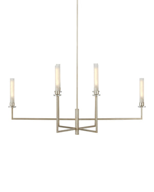 Currey & Company Courante Oblong Crystal Chandelier with Frosted Glass Sleeves for Dining Rooms 9000-1093