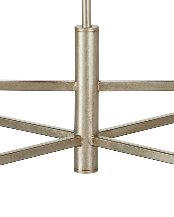 Currey & Company Courante Oblong Crystal Chandelier with Frosted Glass Sleeves for Dining Rooms 9000-1093