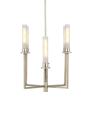 Currey & Company Courante Oblong Crystal Chandelier with Frosted Glass Sleeves for Dining Rooms 9000-1093