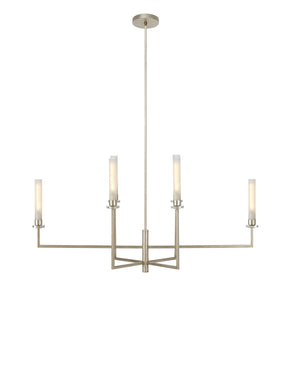 Currey & Company Courante Oblong Crystal Chandelier with Frosted Glass Sleeves for Dining Rooms 9000-1093